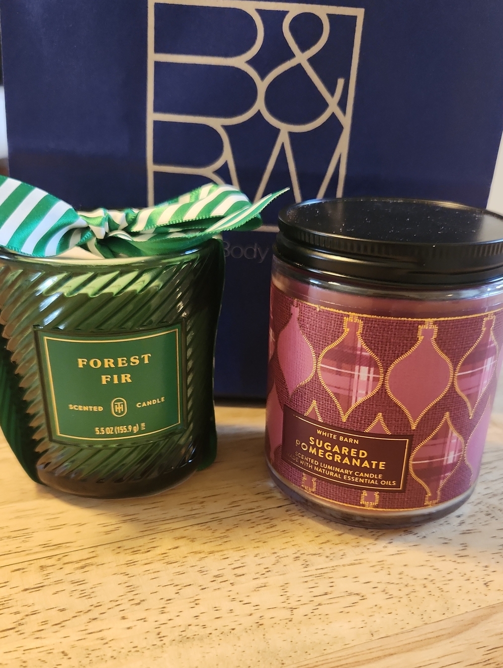 White Barn Sugared Pomegranate Jar Candle - Deep Pink & Gold Accents Set Of 2